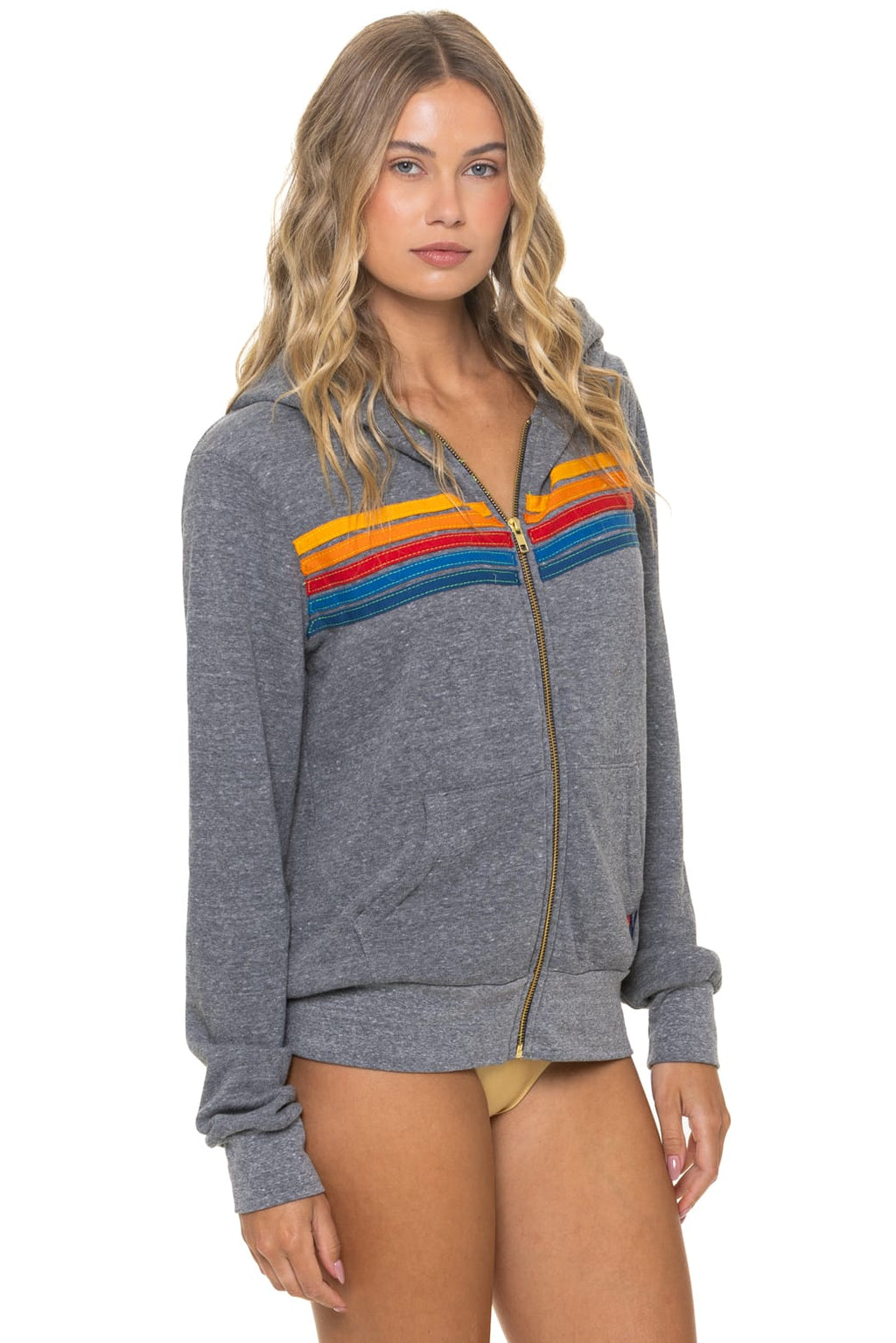 Classic 5 STRIPE HOODIE - HEATHER GREY