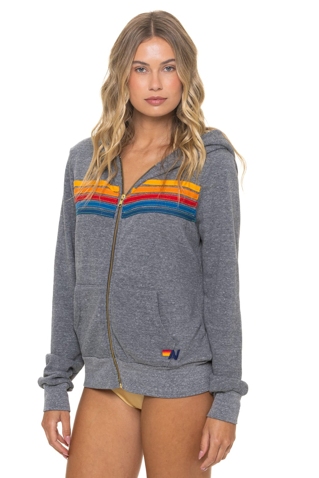 Classic 5 STRIPE HOODIE - HEATHER GREY