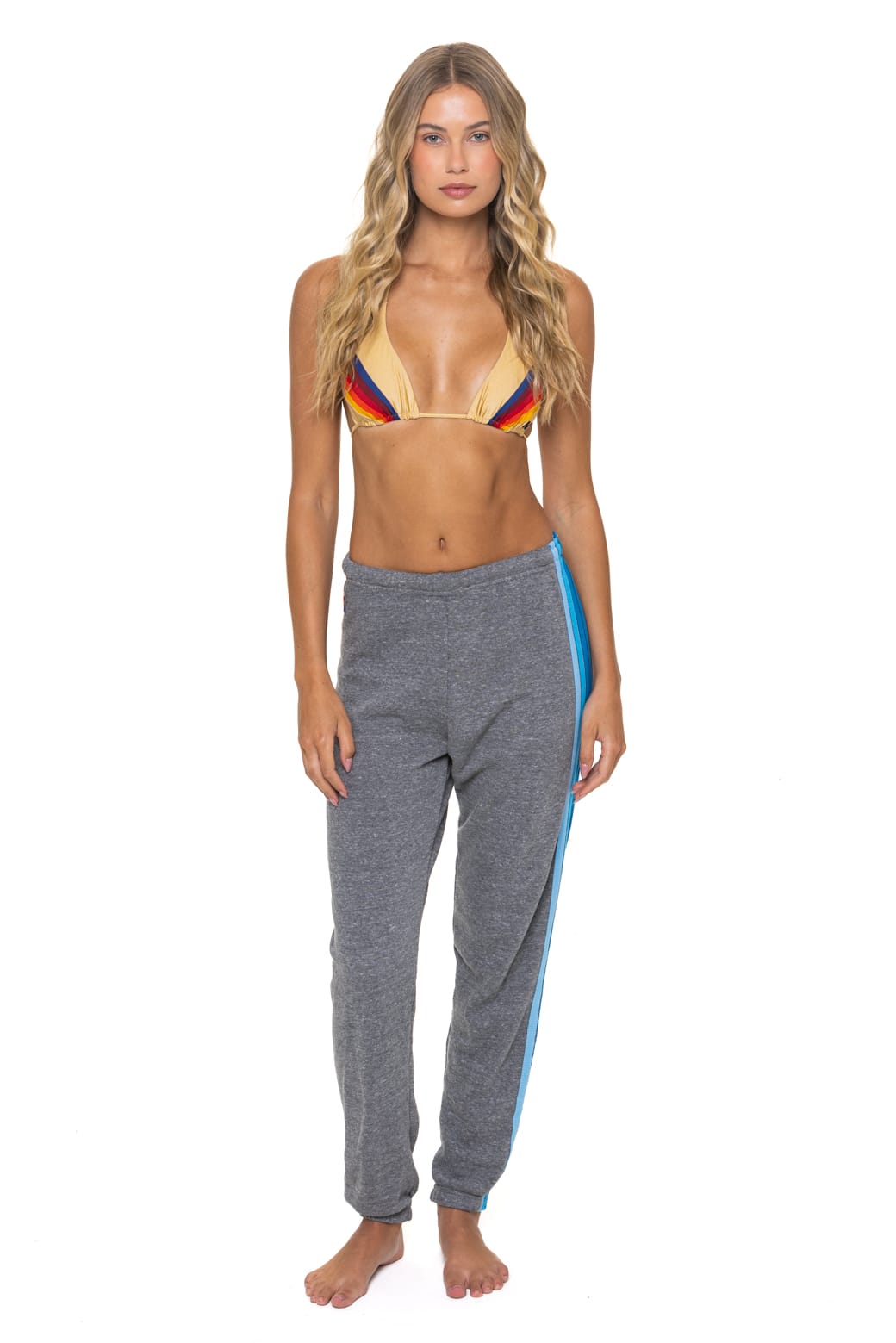 Classic 5 STRIPE SWEATPANTS - HEATHER GREY BLUE