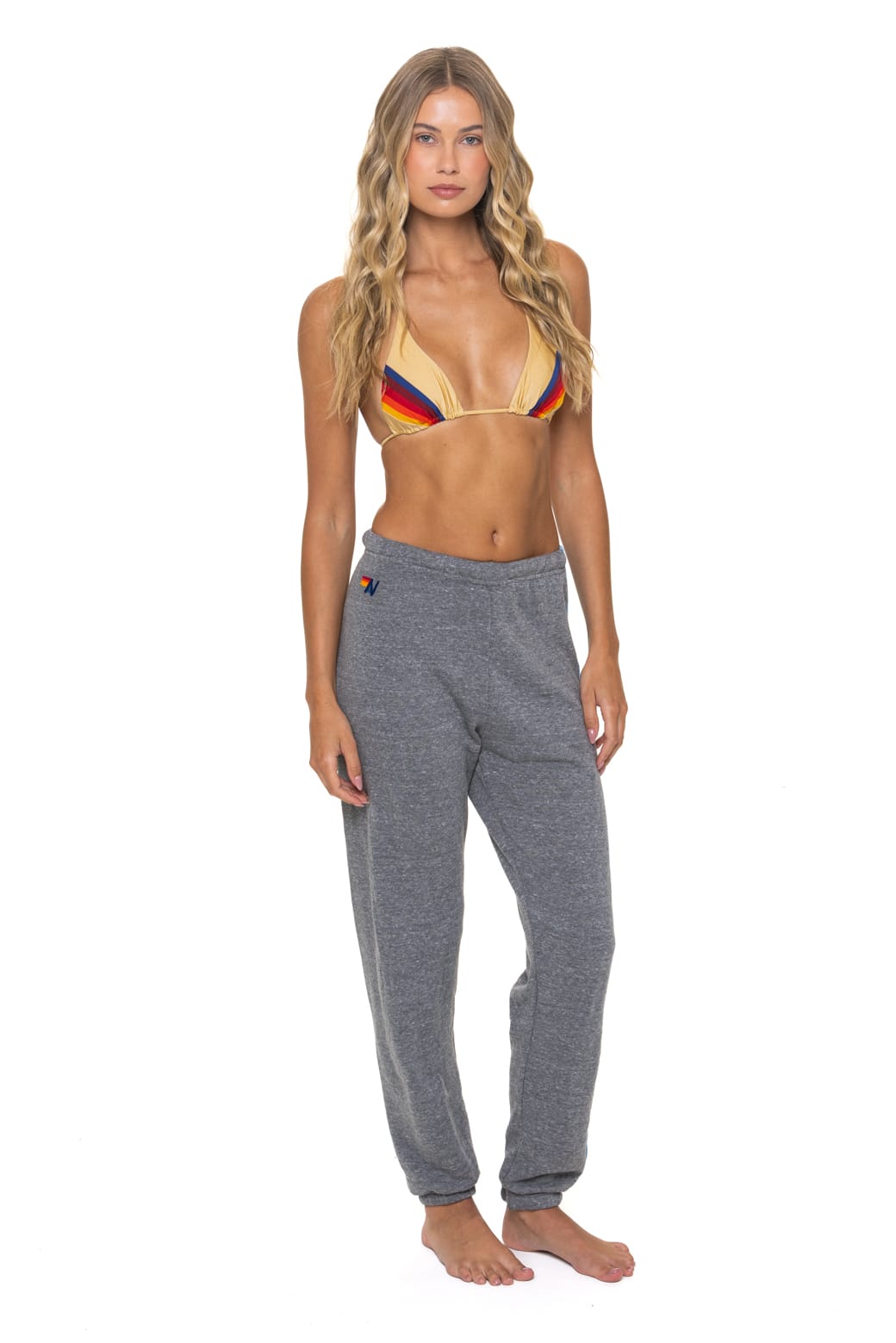 Classic 5 STRIPE SWEATPANTS - HEATHER GREY BLUE
