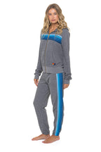 Classic 5 STRIPE HOODIE - HEATHER GREY BLUE