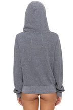 Classic 5 STRIPE HOODIE - HEATHER GREY BLUE