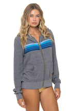 Classic 5 STRIPE HOODIE - HEATHER GREY BLUE