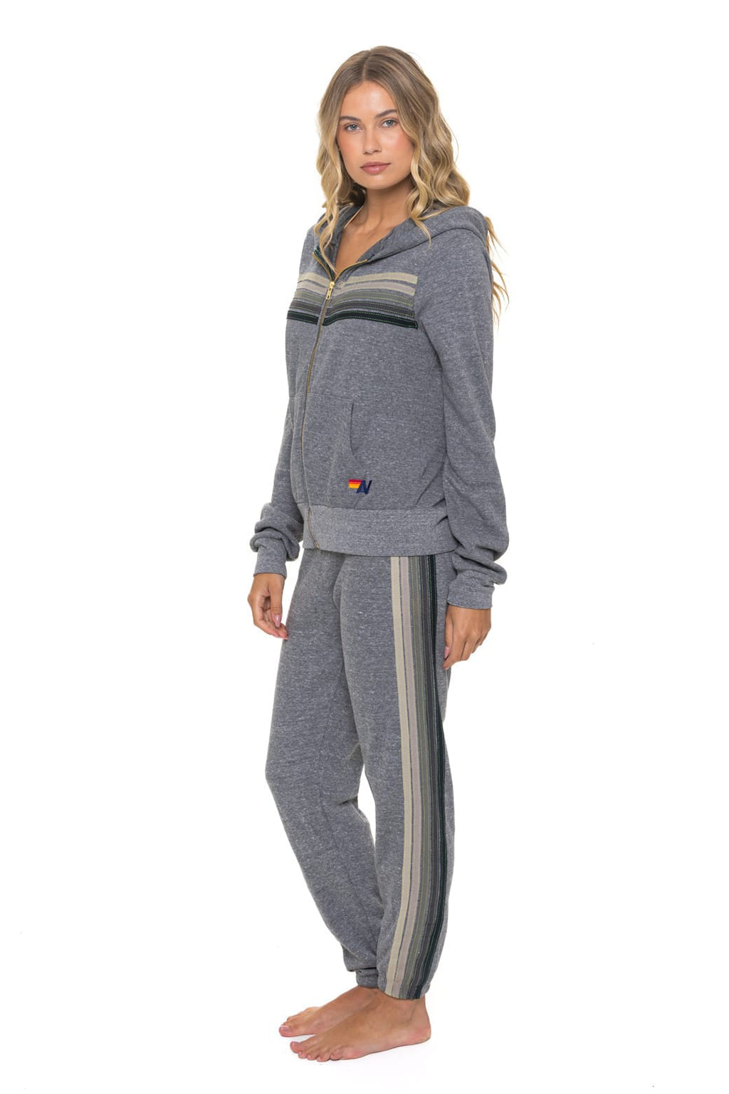 Classic 5 STRIPE HOODIE - HEATHER GREY GREY
