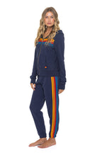 Classic 5 STRIPE HOODIE - NAVY
