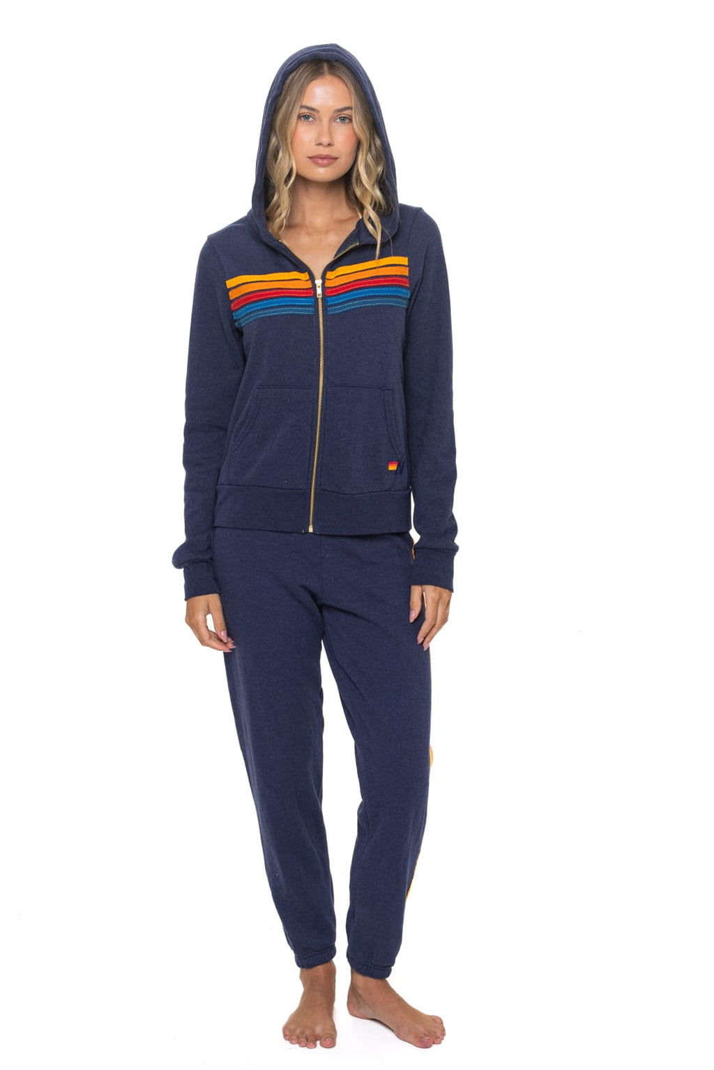 Classic 5 STRIPE HOODIE - NAVY