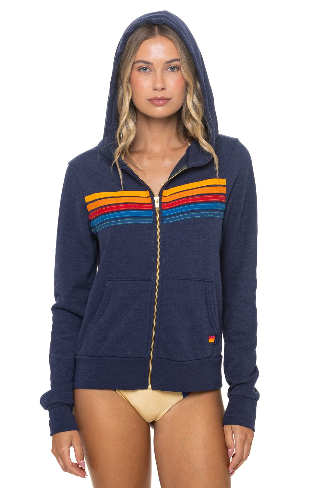 Classic 5 STRIPE HOODIE - NAVY