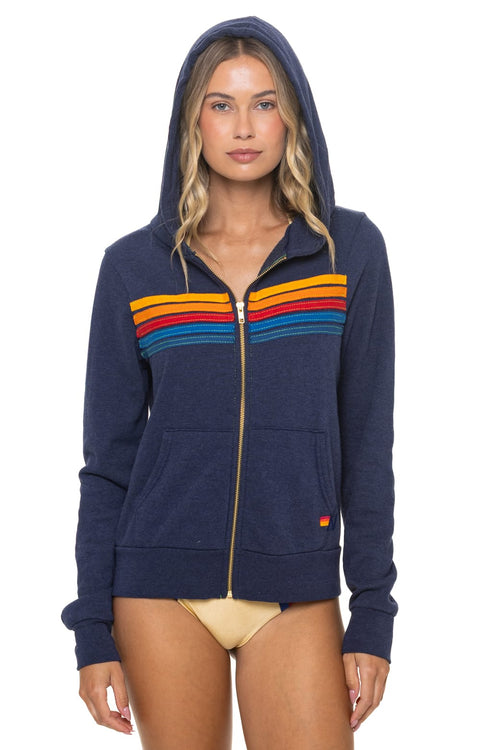 Classic 5 STRIPE HOODIE - NAVY