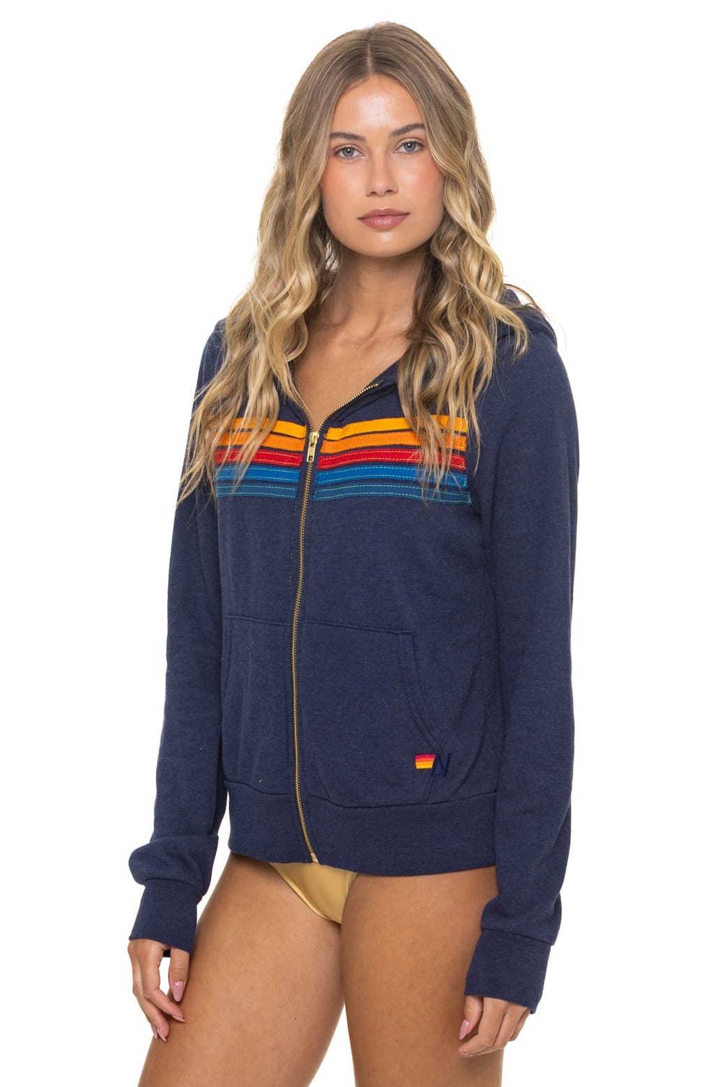 Classic 5 STRIPE HOODIE - NAVY