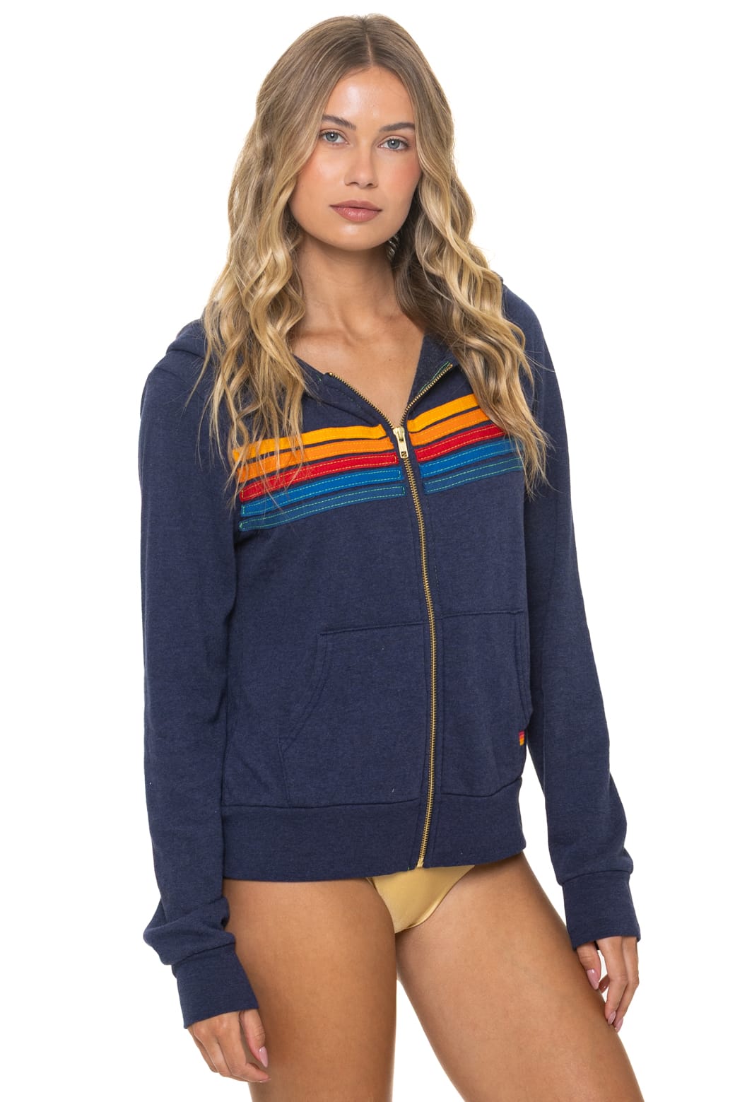 Classic 5 STRIPE HOODIE - NAVY