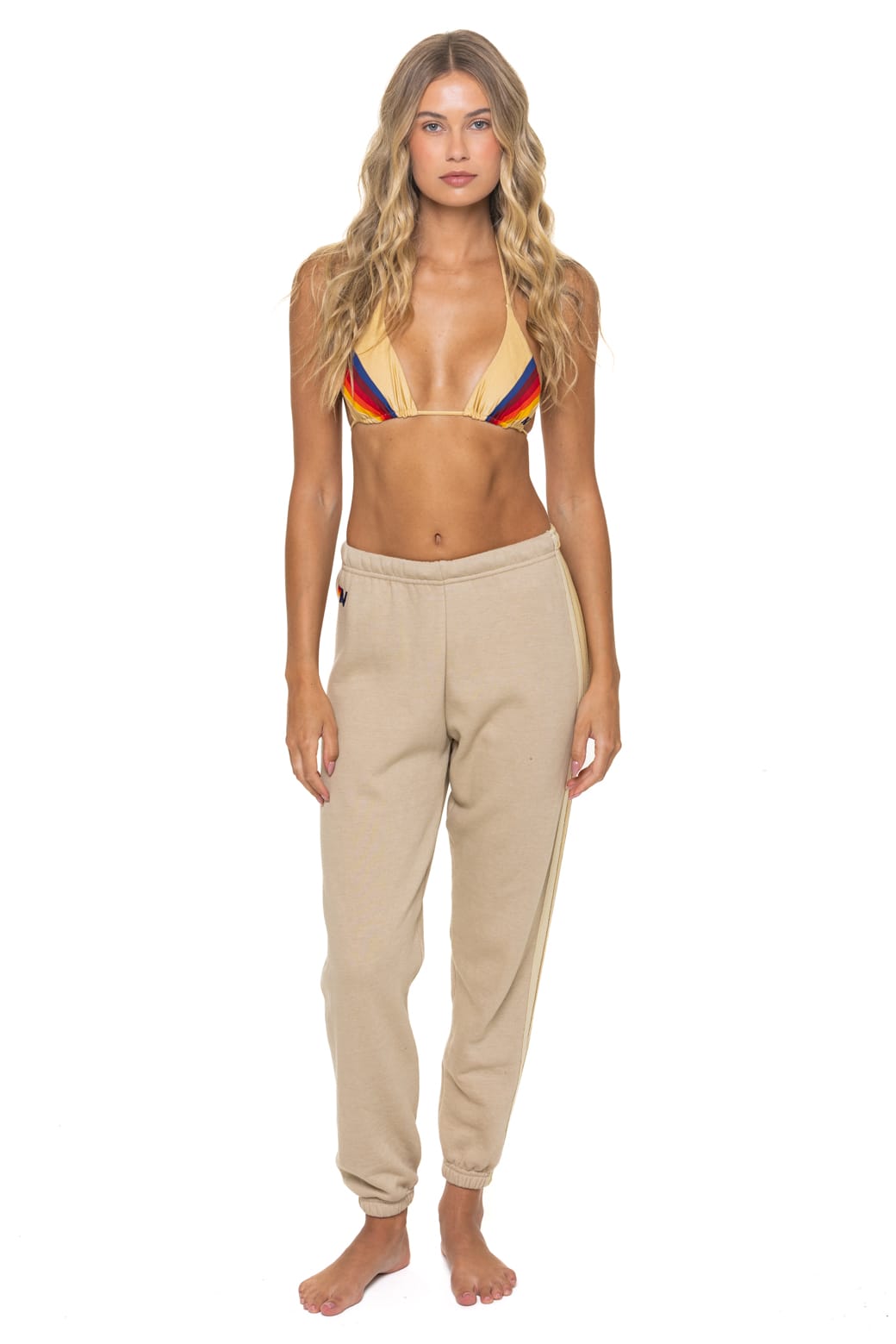 Classic 5 STRIPE SWEATPANTS - SAND TAN
