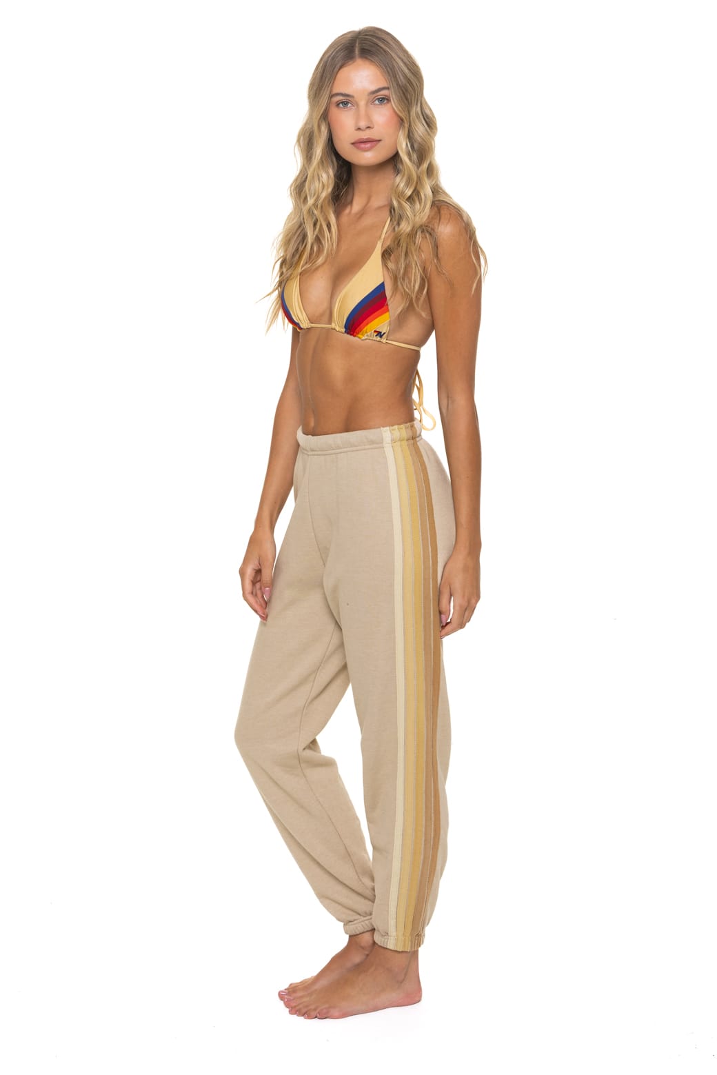Classic 5 STRIPE SWEATPANTS - SAND TAN