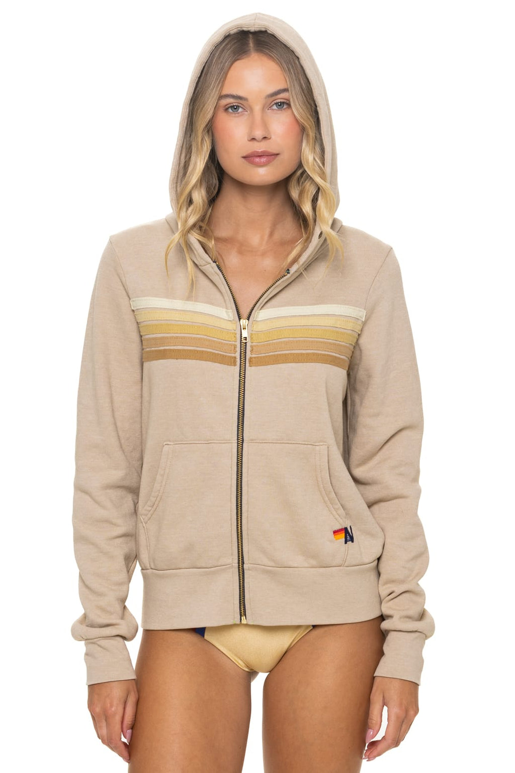 Classic 5 STRIPE HOODIE - SAND TAN