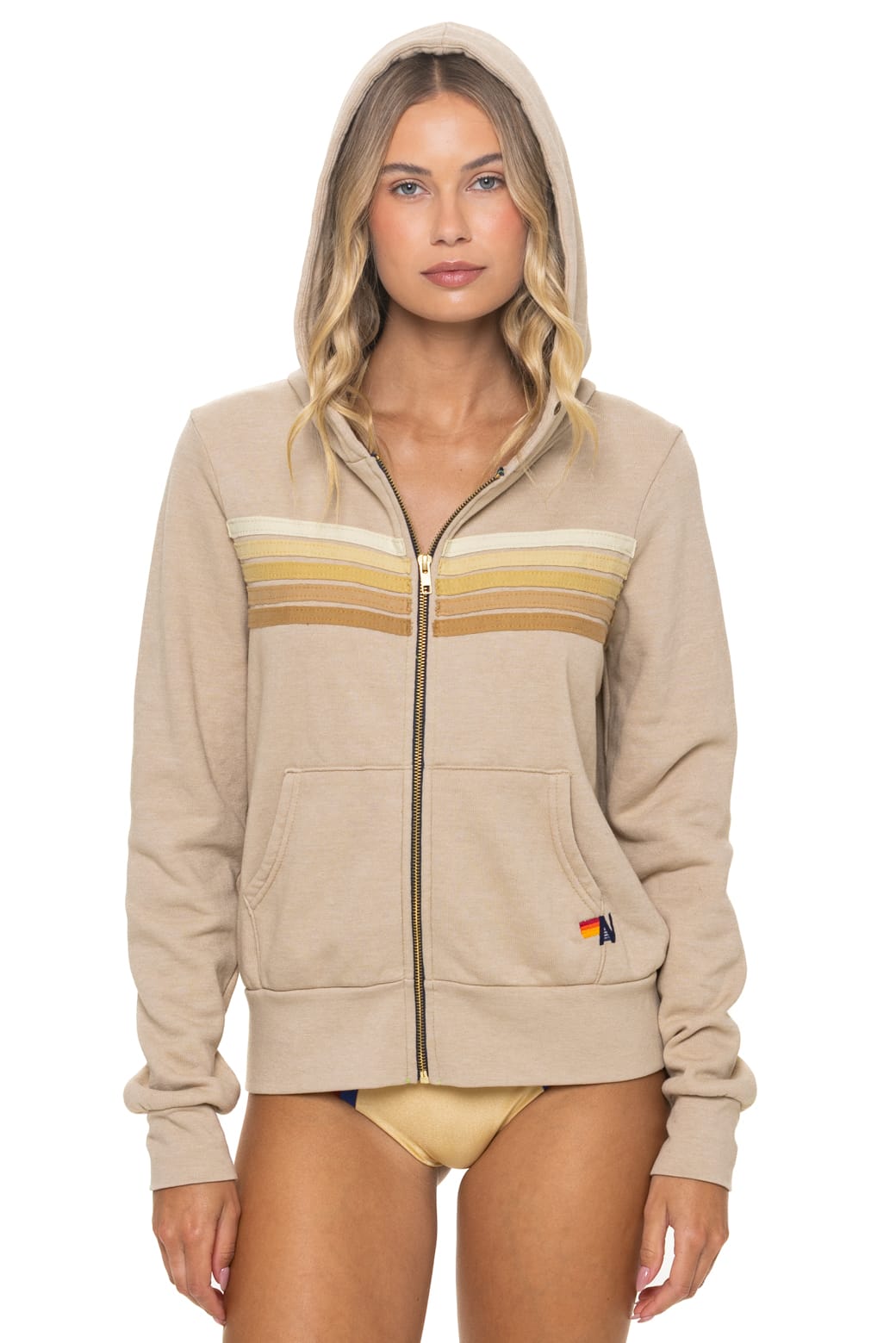 Classic 5 STRIPE HOODIE - SAND TAN