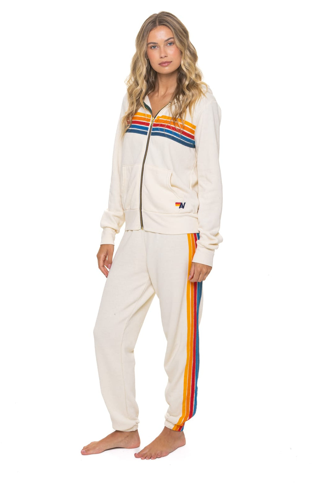 Classic 5 STRIPE HOODIE - VINTAGE WHITE