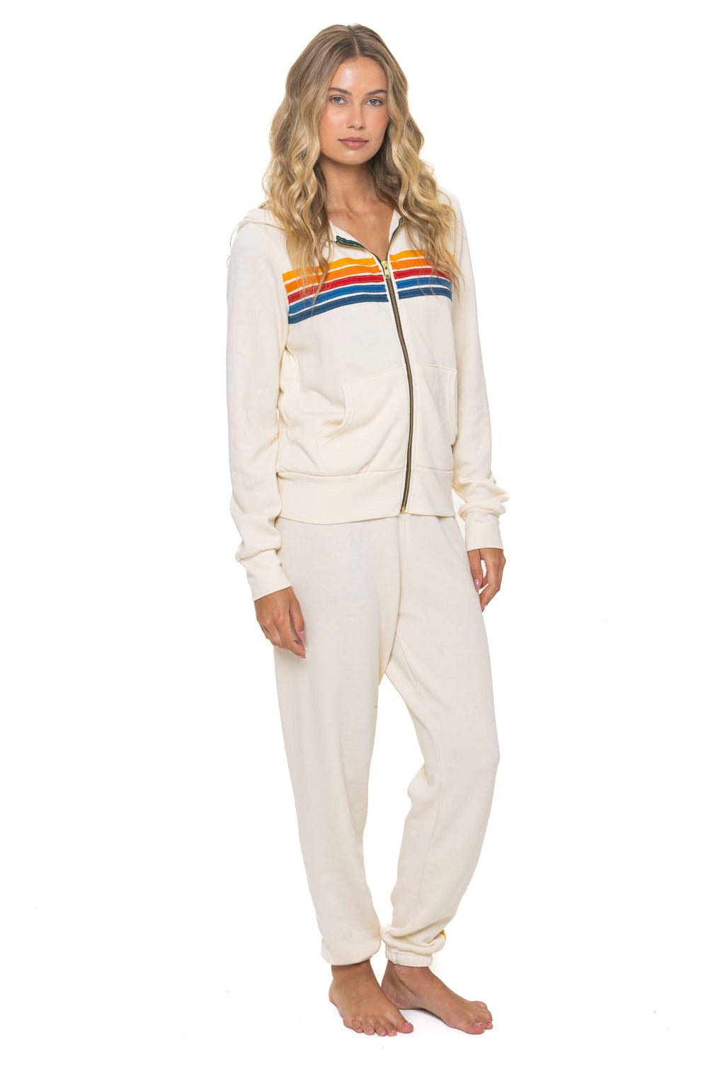 Classic 5 STRIPE HOODIE - VINTAGE WHITE