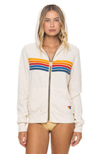 Classic 5 STRIPE HOODIE - VINTAGE WHITE