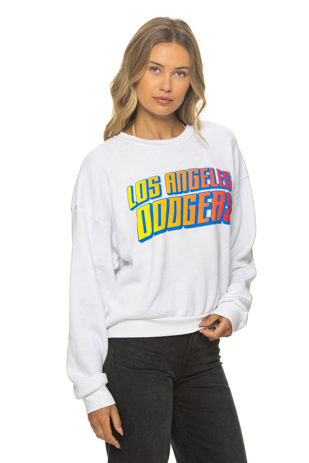 Classic LOS ANGELES DODGERS 2026 RELAXED CREW SWEATSHIRT - WHITE