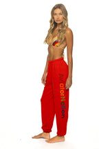 Classic AVIATOR NATION SWEATPANTS - NEON RED