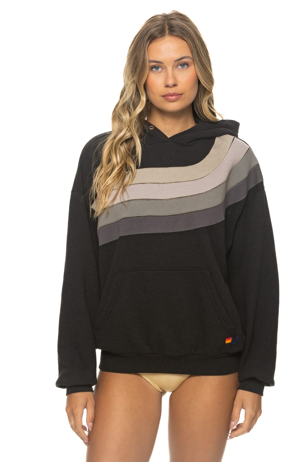 Classic WAVE STRIPE 4 PULLOVER HOODIE RELAXED - BLACK CHARCOAL