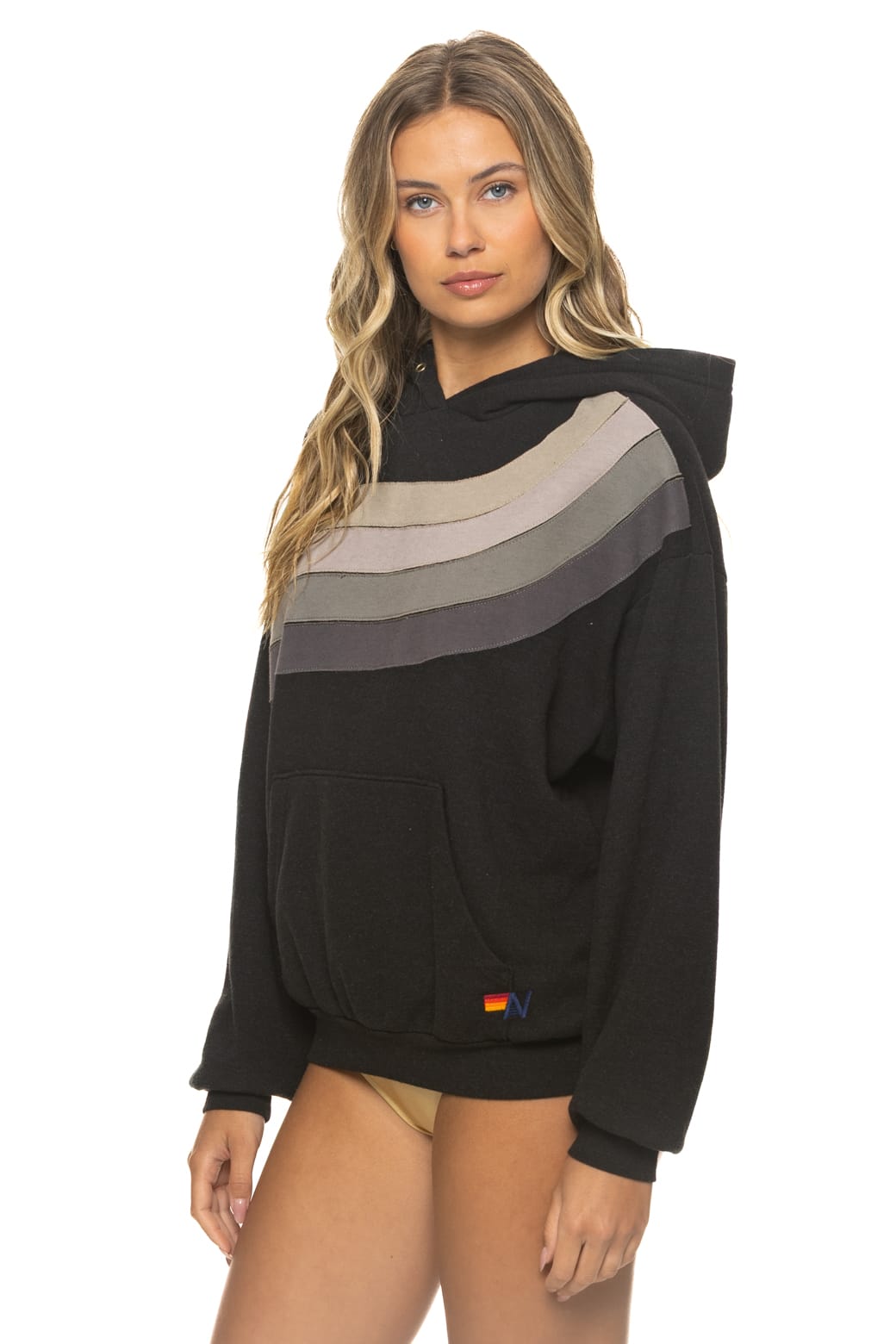 Classic WAVE STRIPE 4 PULLOVER HOODIE RELAXED - BLACK CHARCOAL