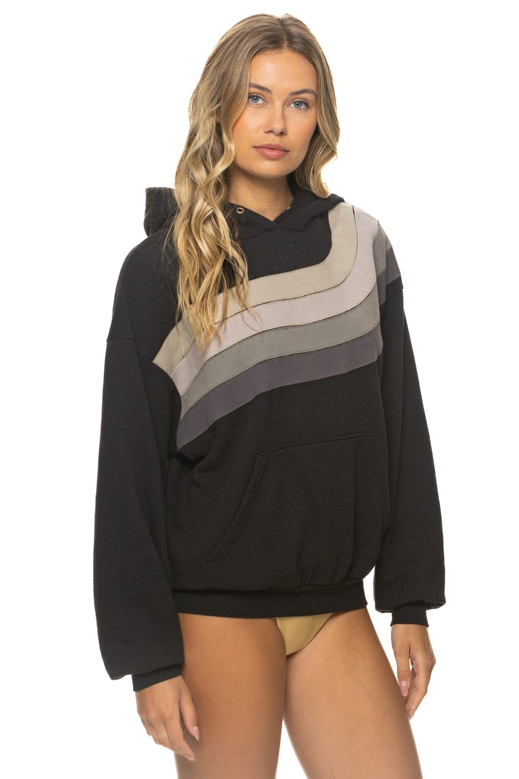 Classic WAVE STRIPE 4 PULLOVER HOODIE RELAXED - BLACK CHARCOAL