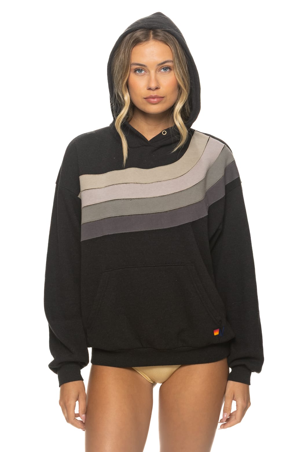 Classic WAVE STRIPE 4 PULLOVER HOODIE RELAXED - BLACK CHARCOAL
