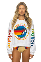 Classic AVIATOR NATION RELAXED VENICE CREW SWEATSHIRT - WHITE