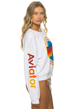 Classic AVIATOR NATION RELAXED VENICE CREW SWEATSHIRT - WHITE