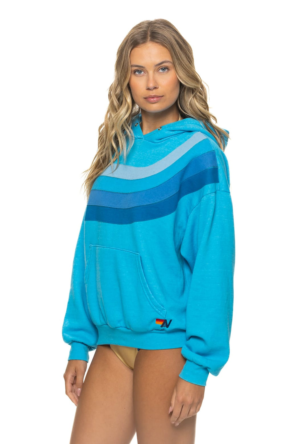 Classic WAVE STRIPE 4 PULLOVER HOODIE RELAXED - NEON BLUE NEON BLUE