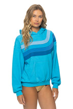 Classic WAVE STRIPE 4 PULLOVER HOODIE RELAXED - NEON BLUE NEON BLUE