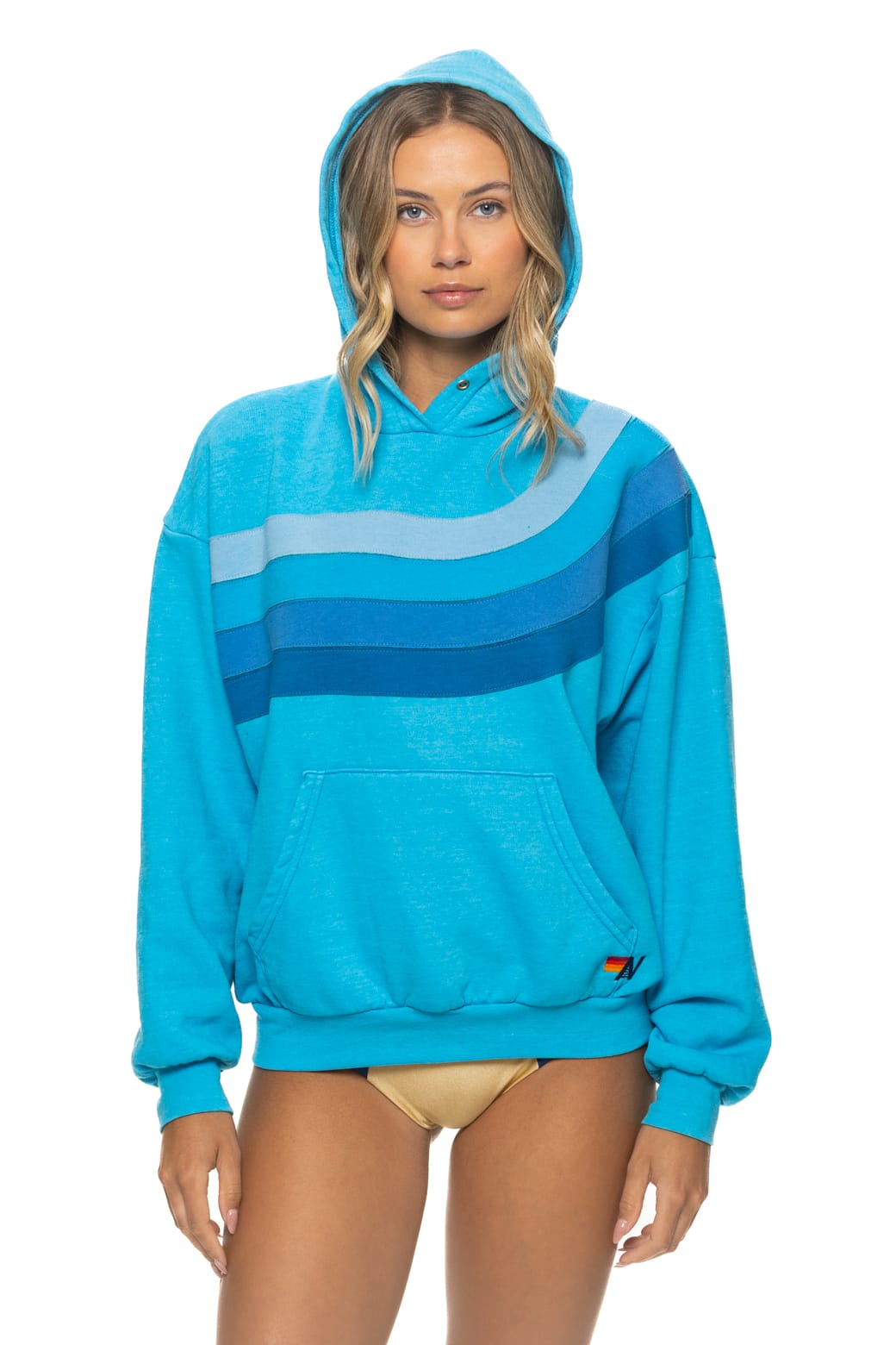 Classic WAVE STRIPE 4 PULLOVER HOODIE RELAXED - NEON BLUE NEON BLUE