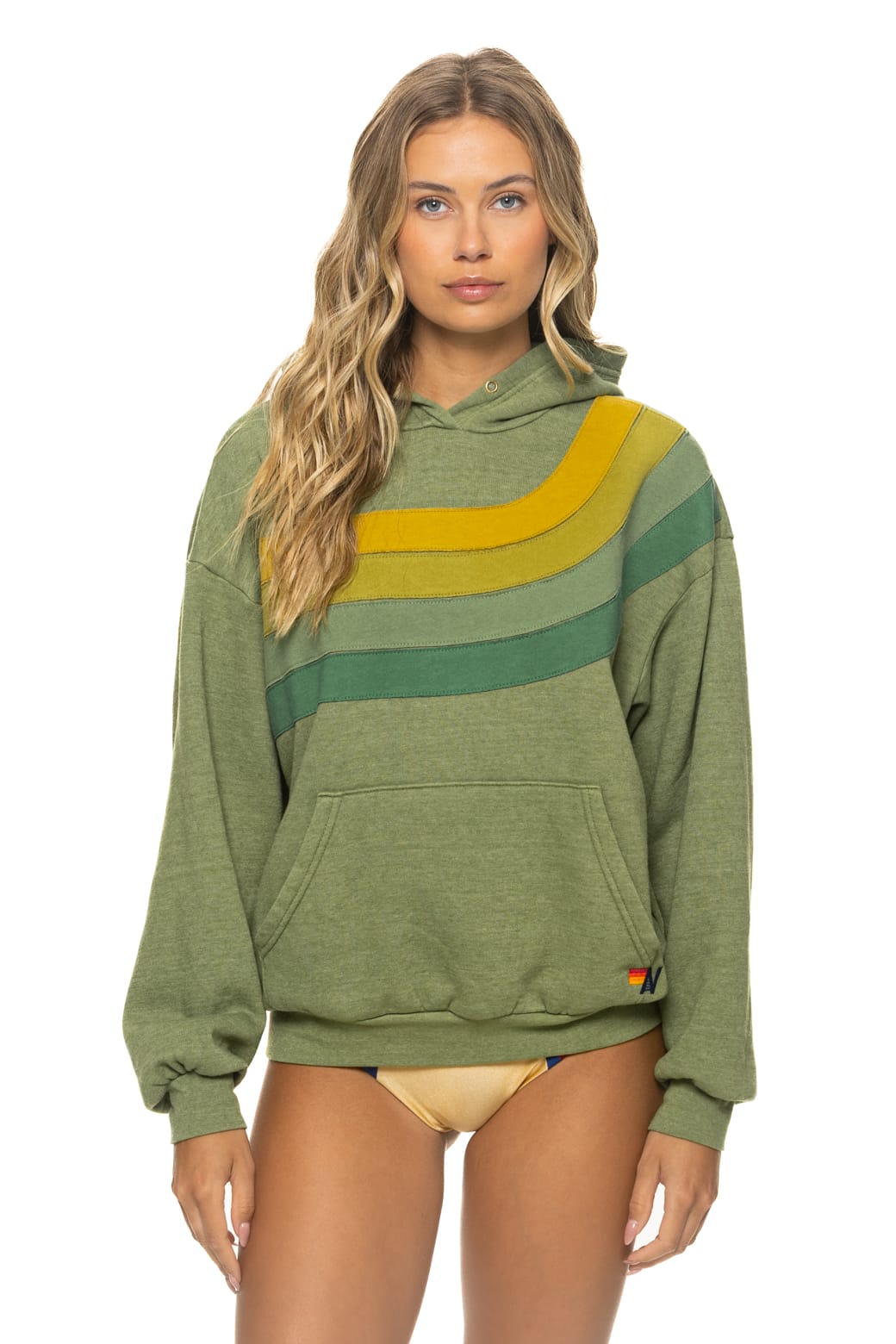 Classic WAVE STRIPE 4 PULLOVER HOODIE RELAXED - JUNGLE GREEN GREEN