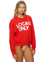 Classic LOCALS ONLY RELAXED CREW SWEATSHIRT - RED