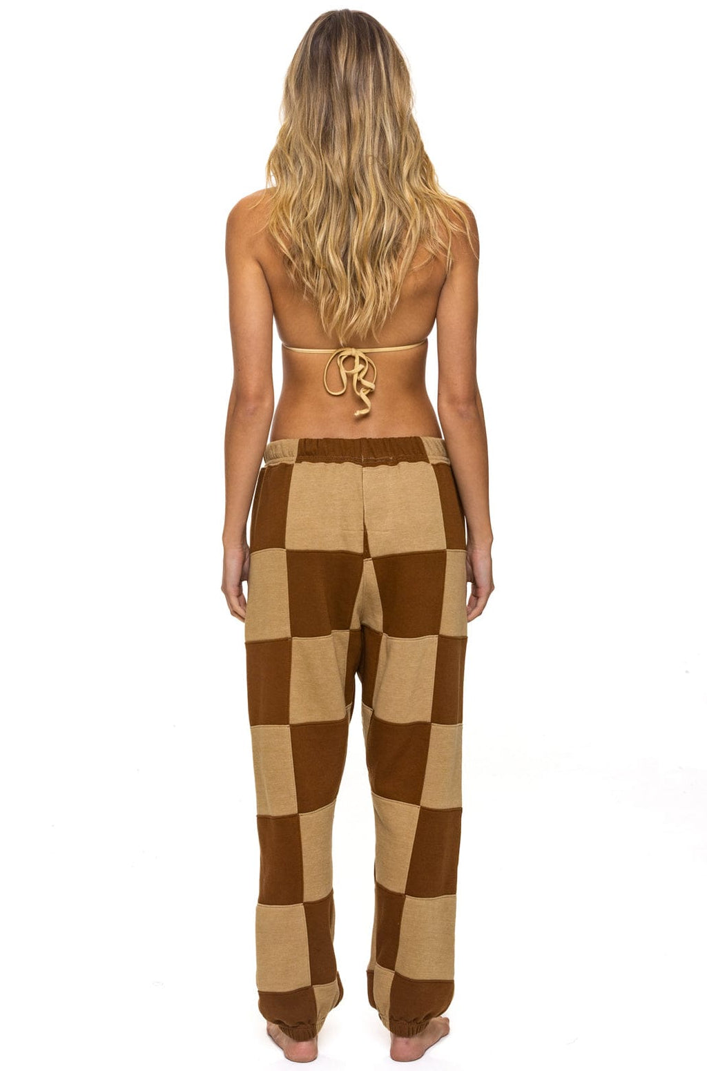 Classic CHECK QUILTED SWEATPANTS - TAN CINNAMON