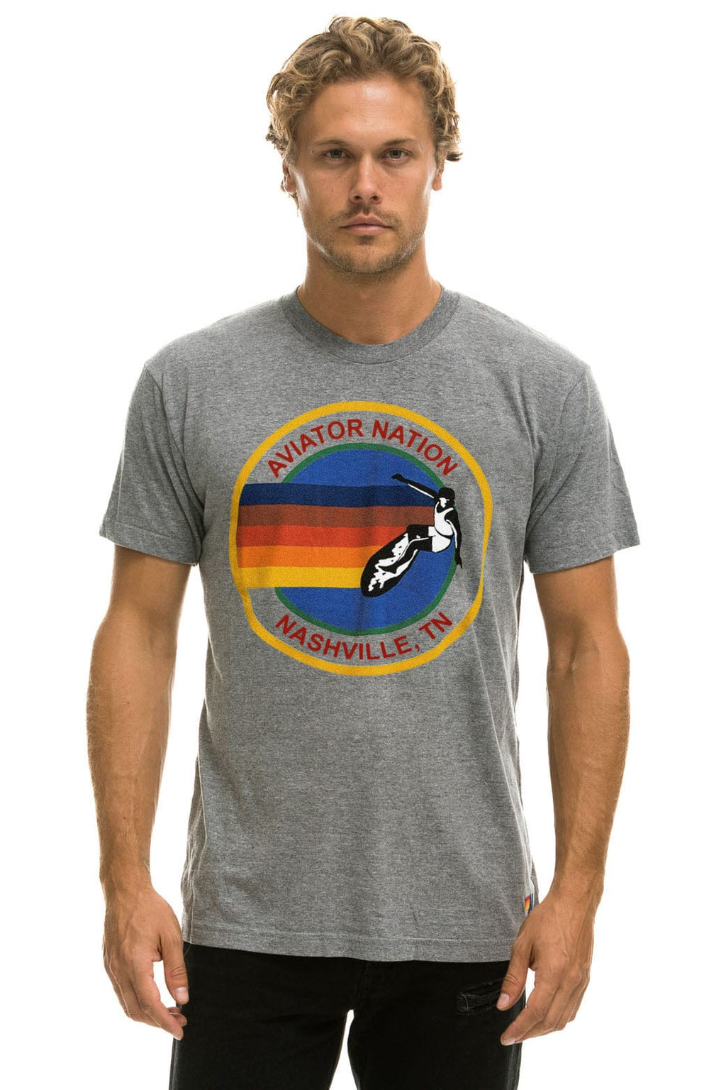 Classic AVIATOR NATION NASHVILLE TEE - HEATHER GREY