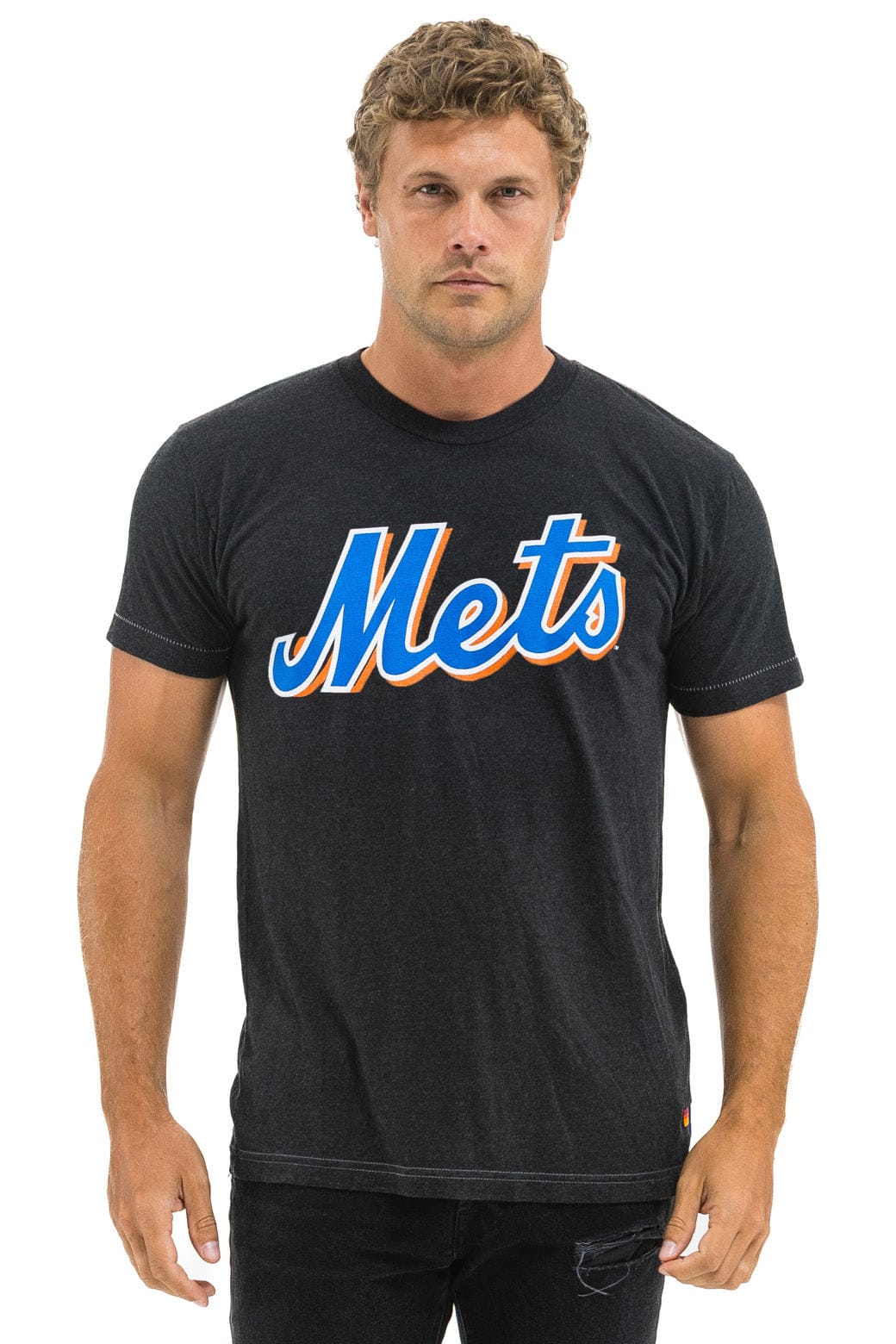 Classic NY METS BOLT CREW TEE - BLACK