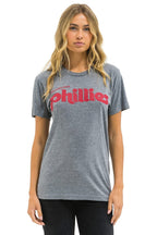 Classic PHILLIES BOLT CREW TEE - HEATHER GREY