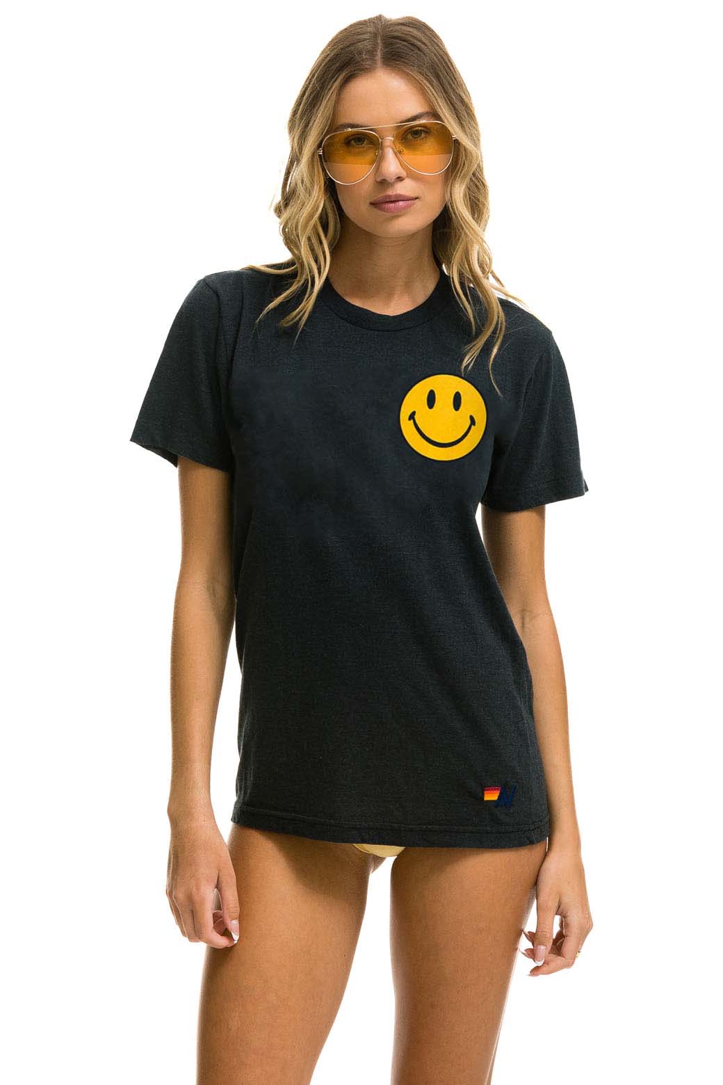 Classic SMILEY 2 CREW TEE - CHARCOAL