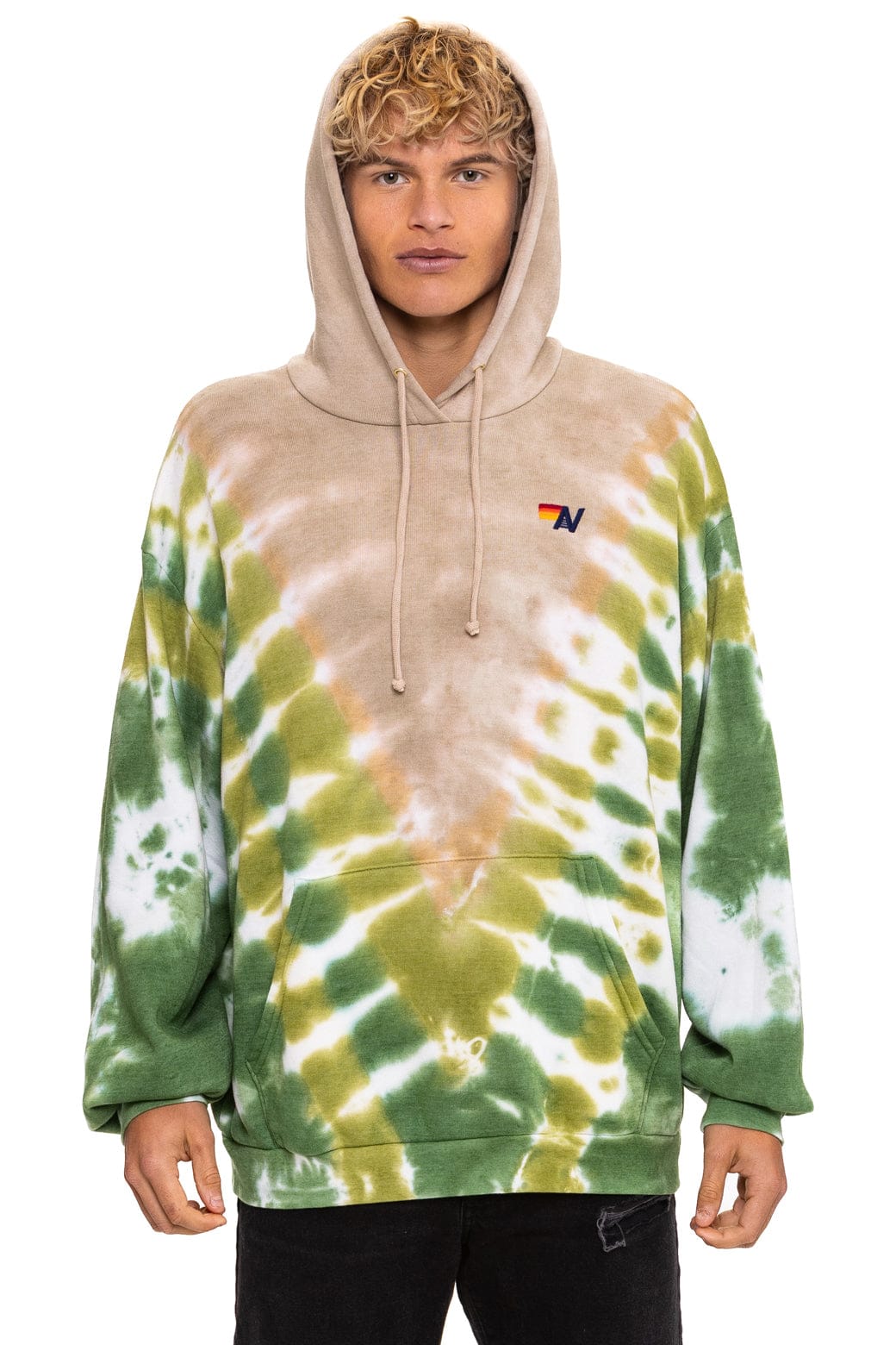 Classic HAND DYED V RELAXED PULLOVER HOODIE - TIE DYE SAND JUNGLE
