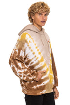 Classic HAND DYED V RELAXED PULLOVER HOODIE - TIE DYE SAND CINNAMON