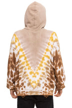 Classic HAND DYED V RELAXED PULLOVER HOODIE - TIE DYE SAND CINNAMON