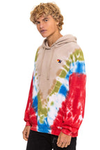 Classic HAND DYED V RELAXED PULLOVER HOODIE - TIE DYE SAND BLUE RED