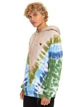 Classic HAND DYED V RELAXED PULLOVER HOODIE - TIE DYE SAND BLUE GREEN