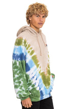 Classic HAND DYED V RELAXED PULLOVER HOODIE - TIE DYE SAND BLUE GREEN