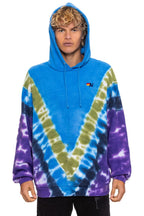 Classic HAND DYED V RELAXED PULLOVER HOODIE - TIE DYE OCEAN PURPLE