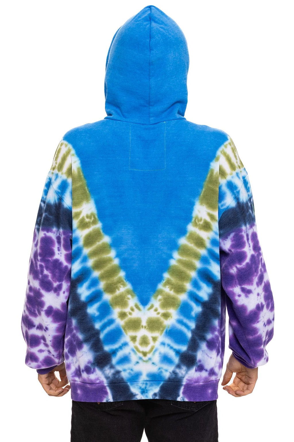 Classic HAND DYED V RELAXED PULLOVER HOODIE - TIE DYE OCEAN PURPLE