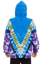 Classic HAND DYED V RELAXED PULLOVER HOODIE - TIE DYE OCEAN PURPLE