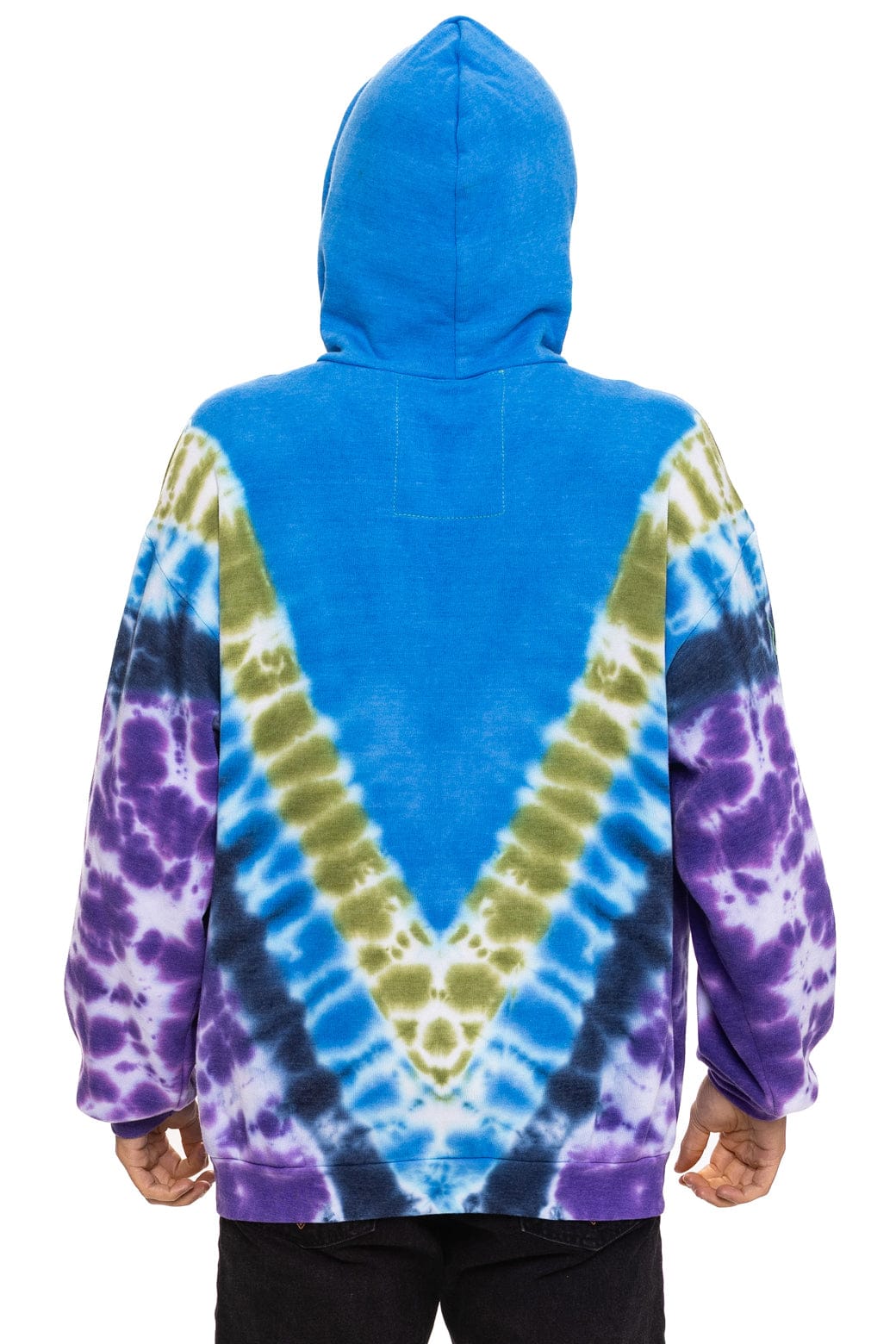 Classic HAND DYED V RELAXED PULLOVER HOODIE - TIE DYE OCEAN PURPLE