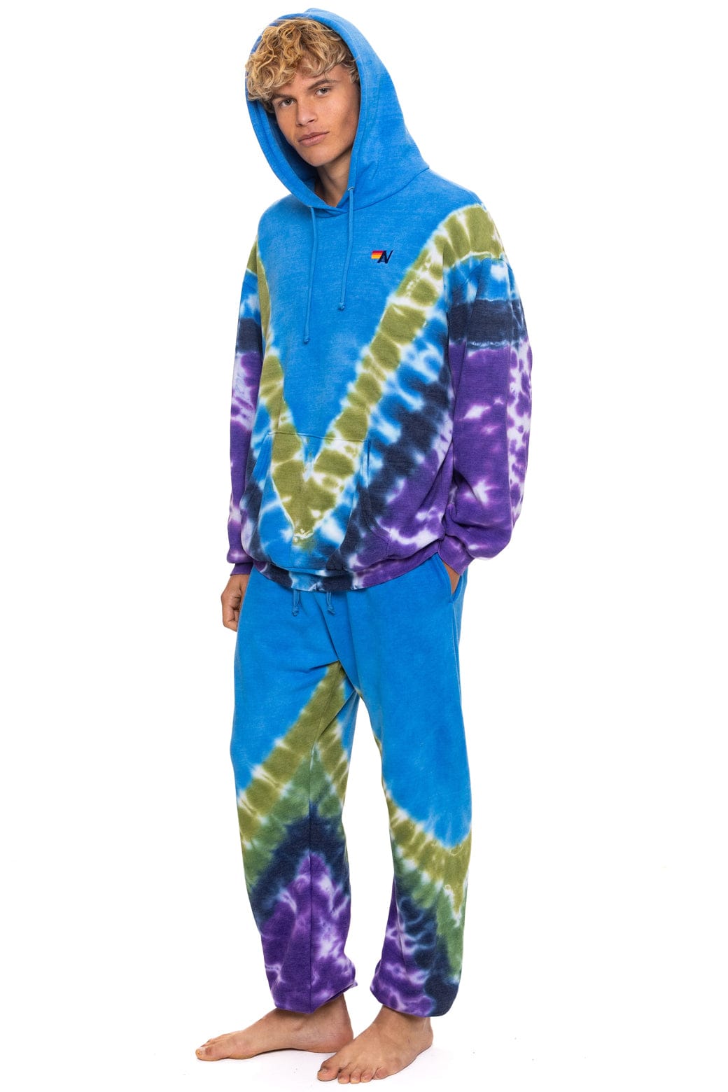 Classic HAND DYED V RELAXED PULLOVER HOODIE - TIE DYE OCEAN PURPLE